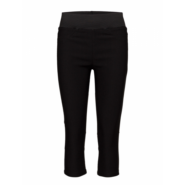 Capri Stretch Pants with High Elastic Waist Black Freequent - Image 2