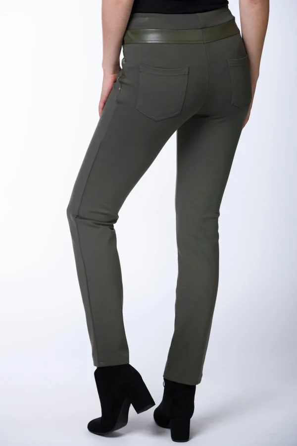 Leather Trim Jeggings Olive Paco - Image 2