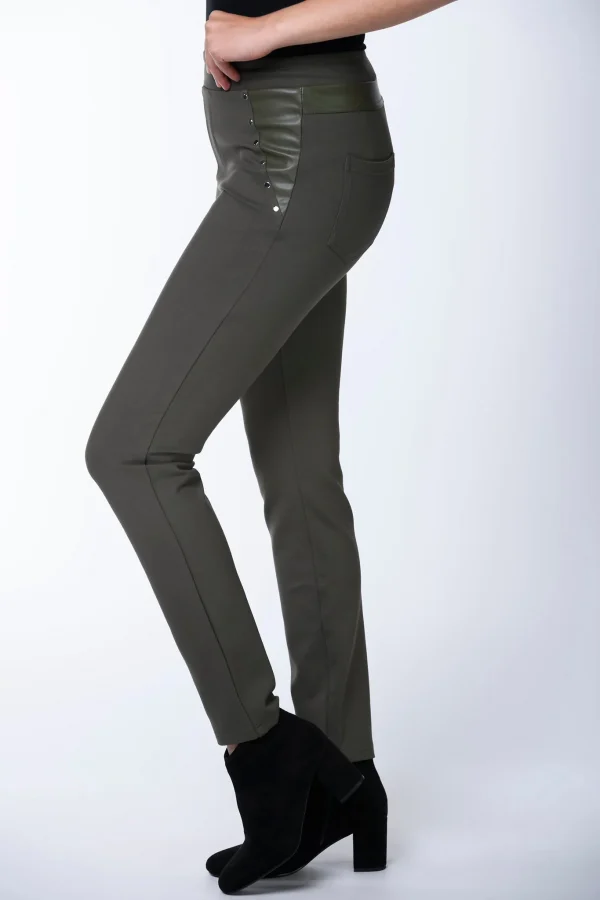 Leather Trim Jeggings Olive Paco - Image 3