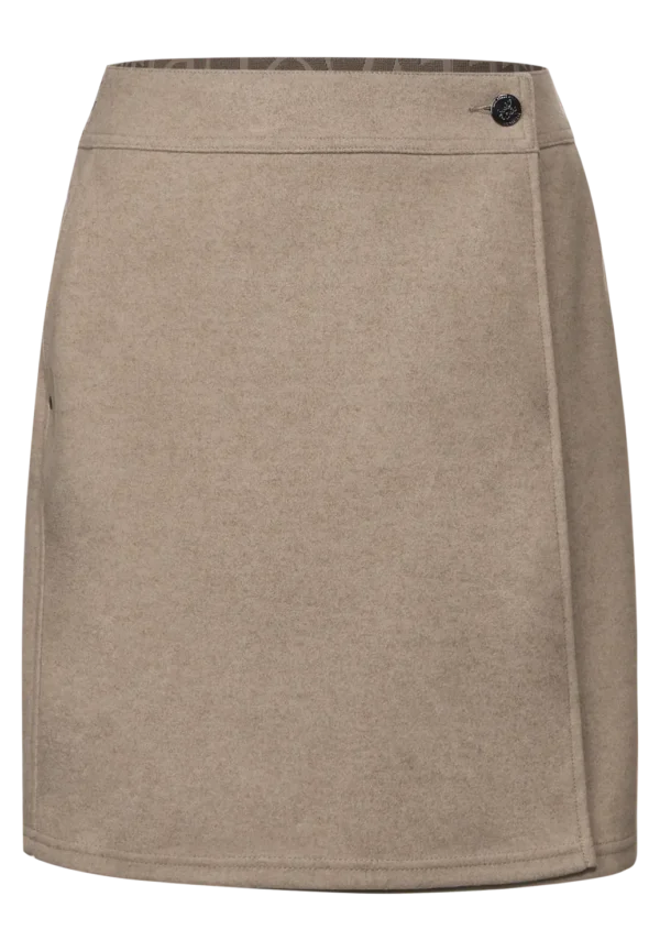 Wool Look Short Skirt Bleached Sand Melange Street One - Image 4