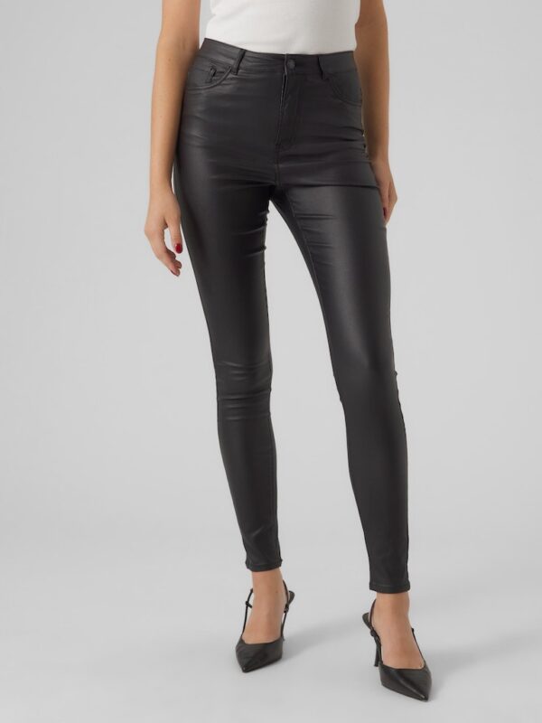 Coated Effect High Waist Jeans (Longer) Black Vero Moda