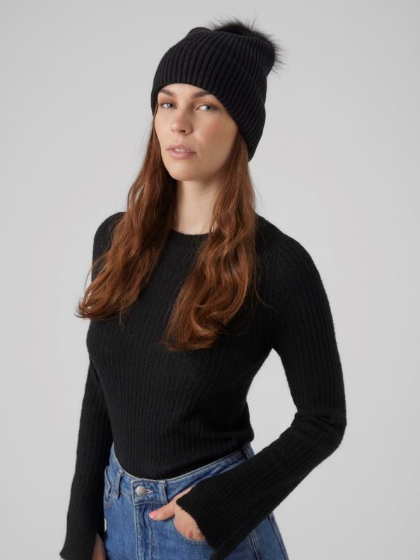 Lif PomPom Beanie Black Vero Moda