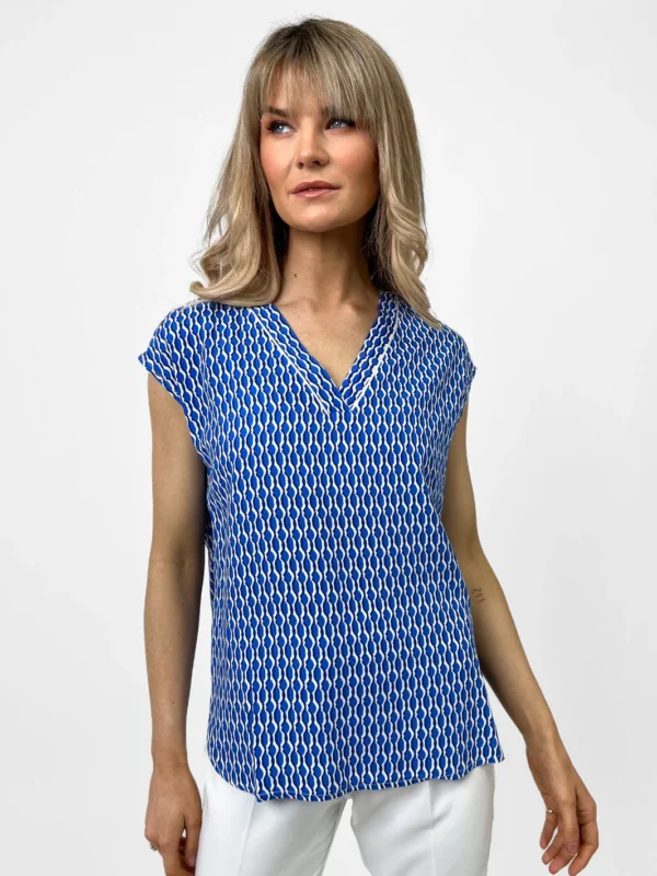 Becky V Neck Top Blue Kate & Pippa