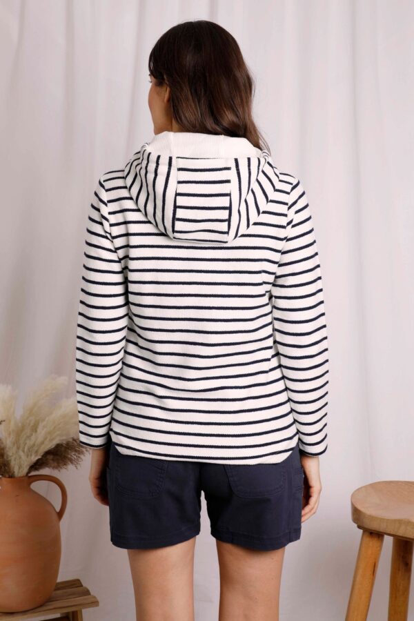 Jayda Striped Loopback Popover Hoodie Ecru Weirdfish - Image 2