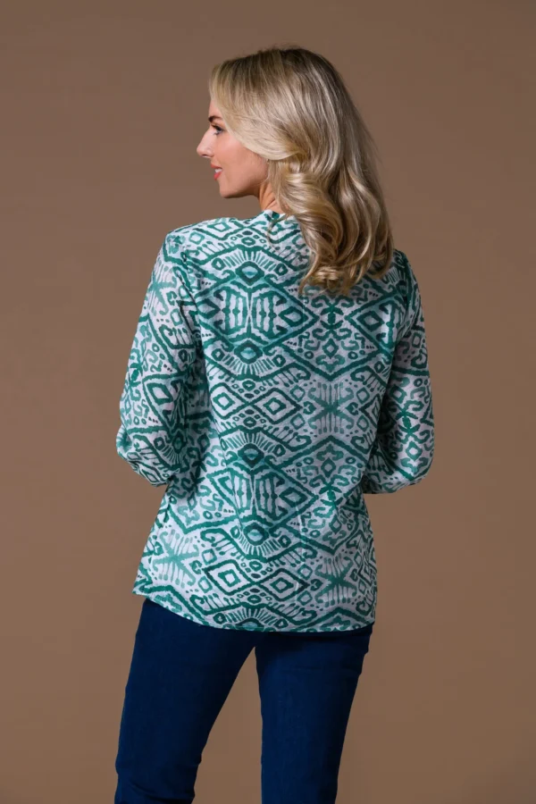 Aztec 3/4 Sleeve Top Green Paco - Image 2