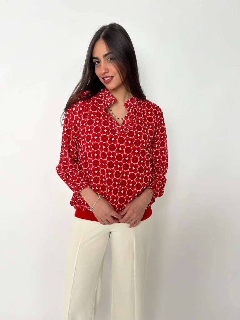 Bella Band Top Red Geo Print Red Kate & Pippa