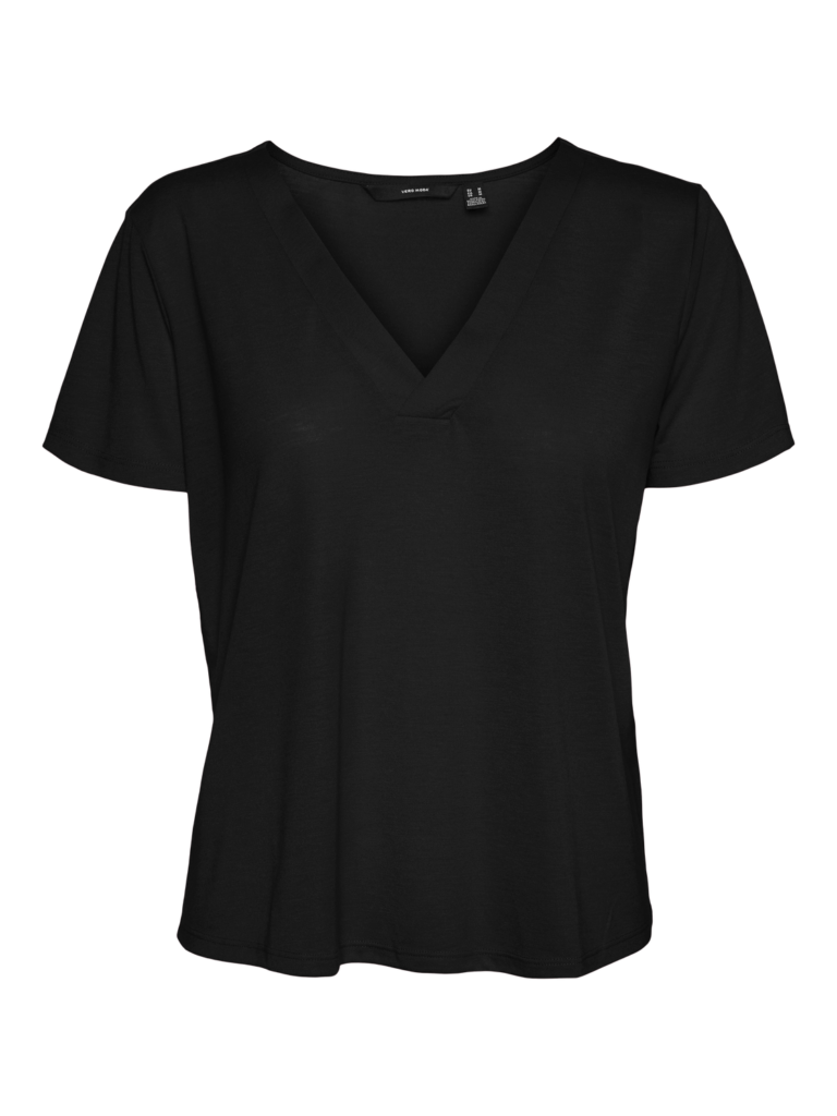 VMSpicy Short Sleeve V-Neck Loose Top Black Vero Moda
