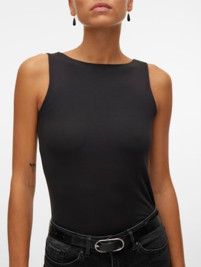 VM Million Sleeveless Square Neck Wear 2-Way Top Black Vero Moda