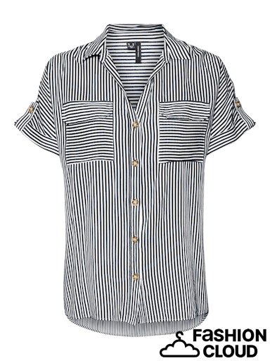 VM Bumpy Short Sleeve Stripe Shirt Navy Blazer Vero Moda