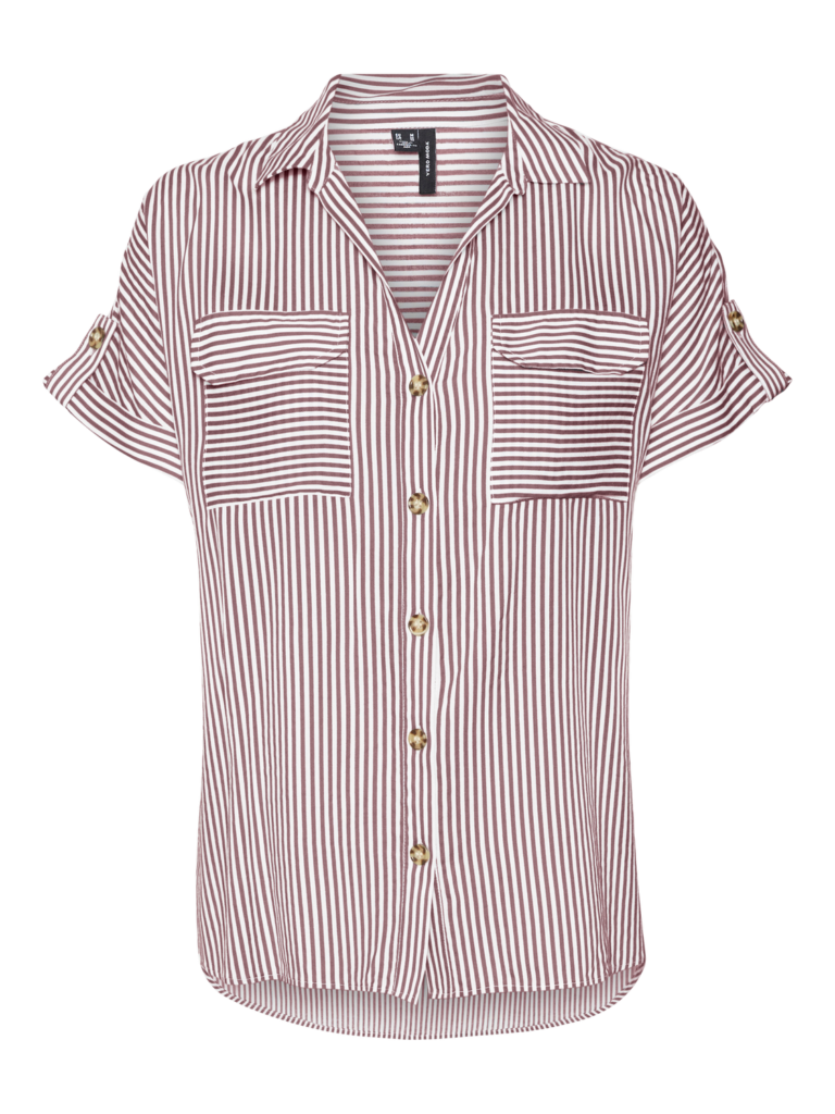 VM Bumpy Short Sleeve Stripe Shirt Nostalgia Rose Vero Moda