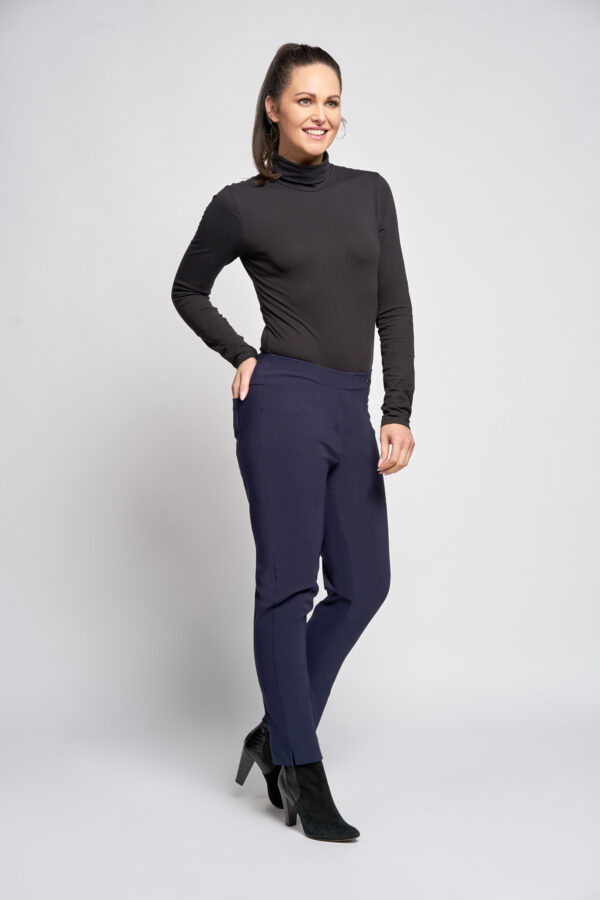 Stretch Pull On High Waist 226T Navy Pinns