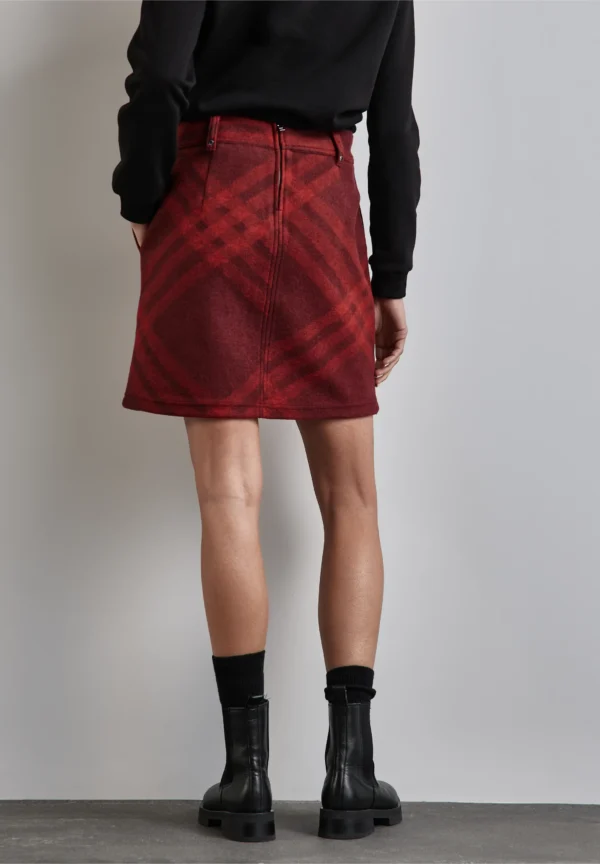 Checkered Skirt in Wool Look Beet Red Street One - Image 2