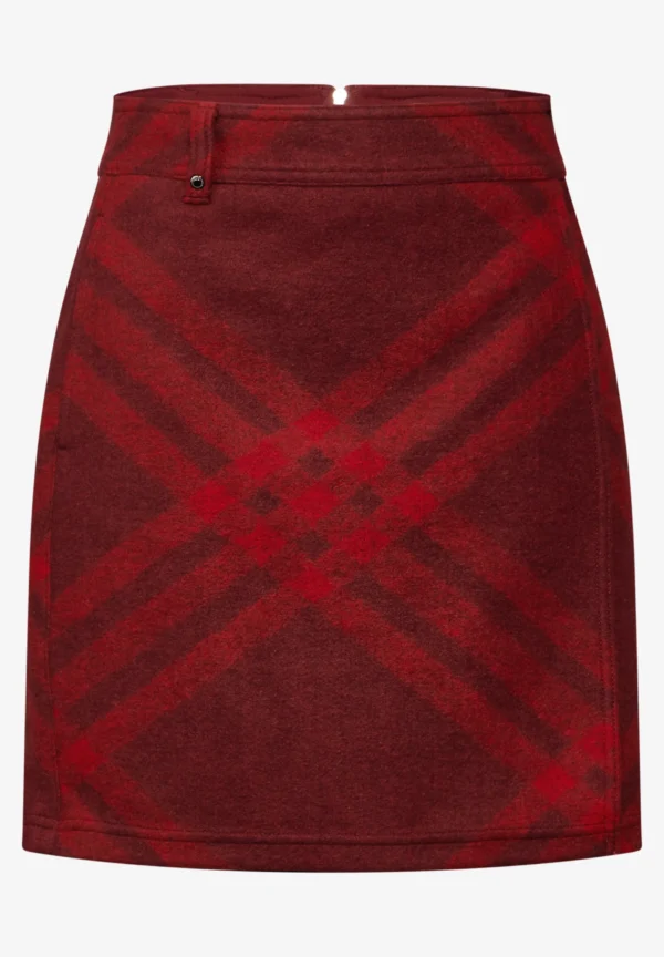 Checkered Skirt in Wool Look Beet Red Street One - Image 3