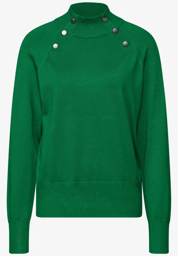 Sweater with Button Detail Vibrant Green Street One - Image 3