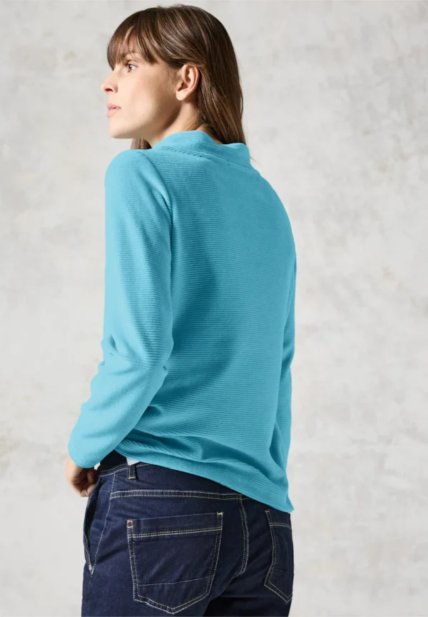 Cord Top with Funnel Neck Turquoise Cecil - Image 2