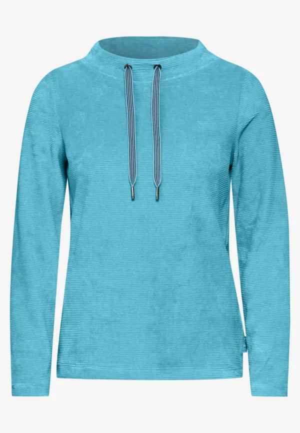 Cord Top with Funnel Neck Turquoise Cecil - Image 3