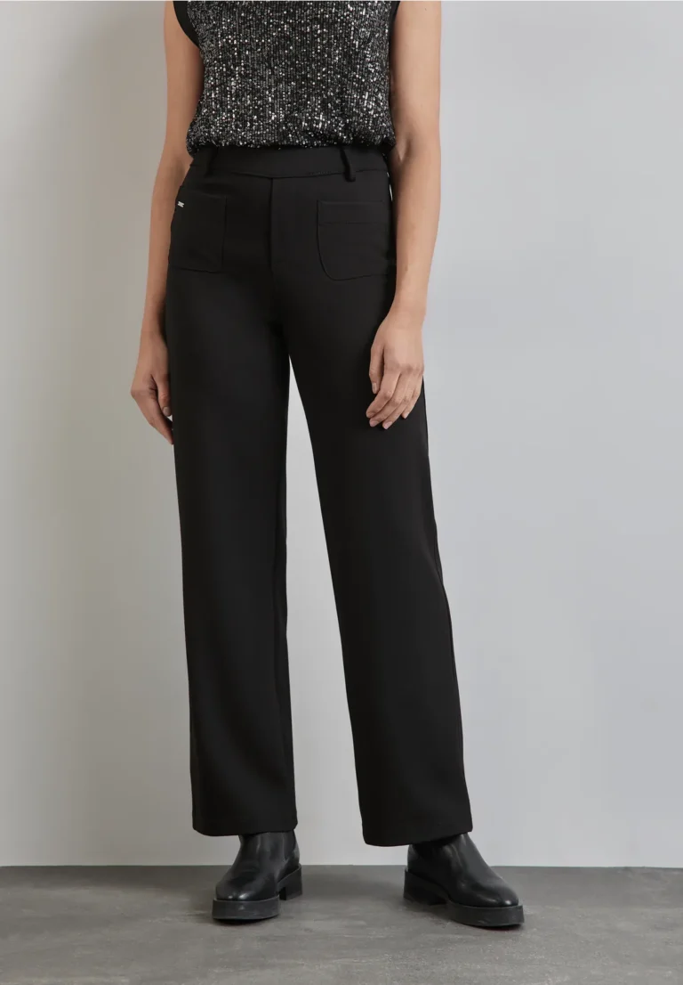 Straight Leg Pants with Front Pockets Black Street One