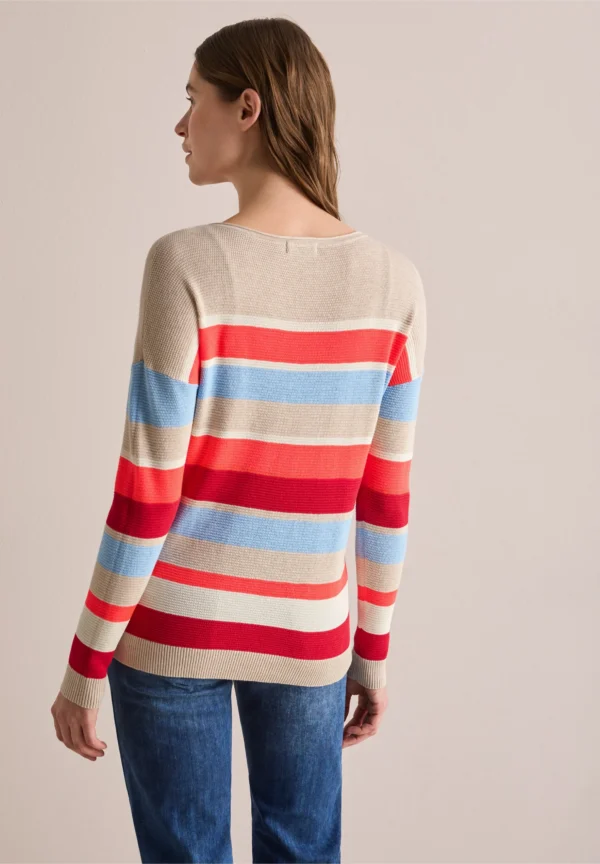 Stripe Boatneck Sweater Desert Beige Melange Cecil - Image 2