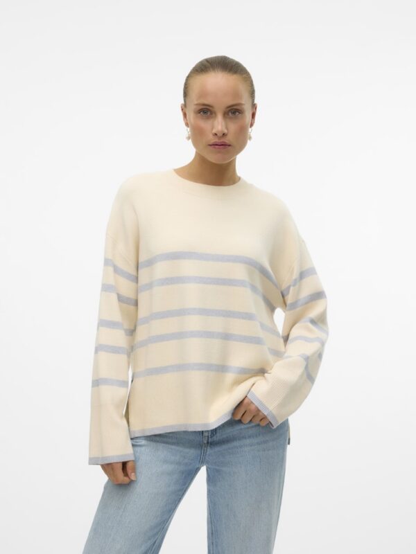 VMSaba LS O-Neck Stripe Pullover LGM Birch Vero Moda