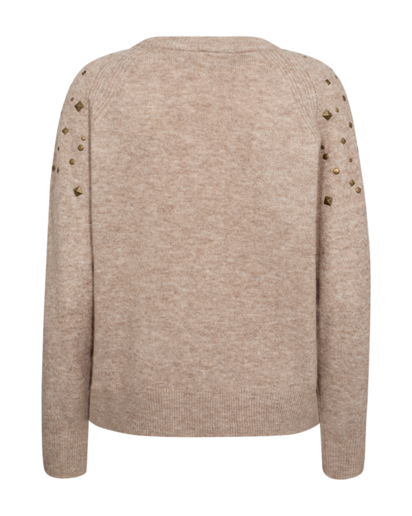 Soft Knit Pullover with Studded Shoulder Detail Simply Taupe Melange Freequent - Image 2