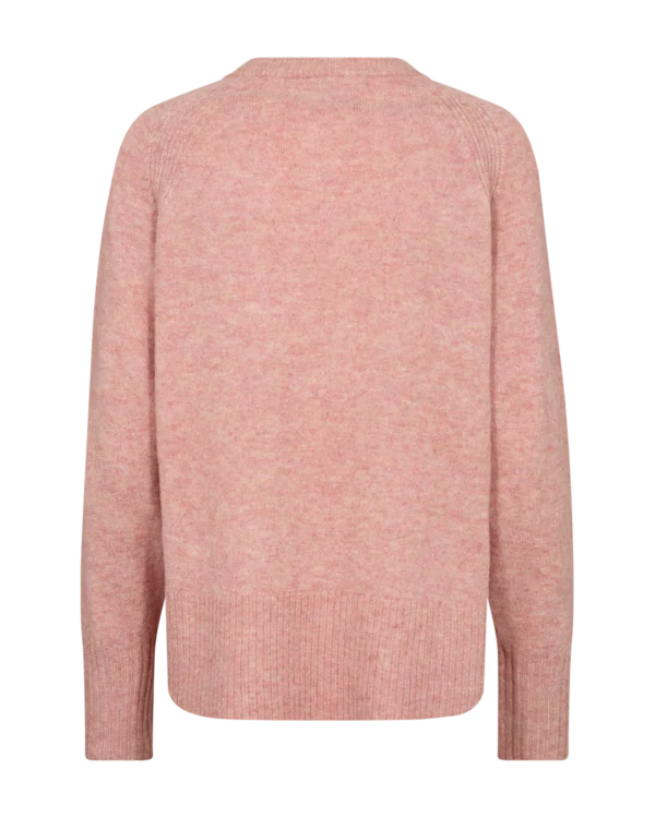 Soft Sweater with Knitted Rose on Front Misty Rose Melange Freequent - Image 2