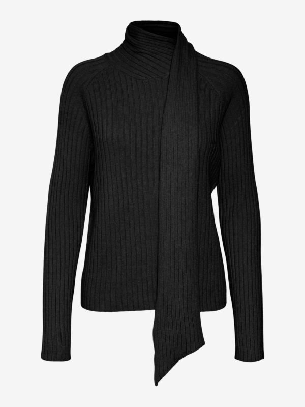 VMZoey LS Wrap Neck Pullover Black Vero Moda - Image 3