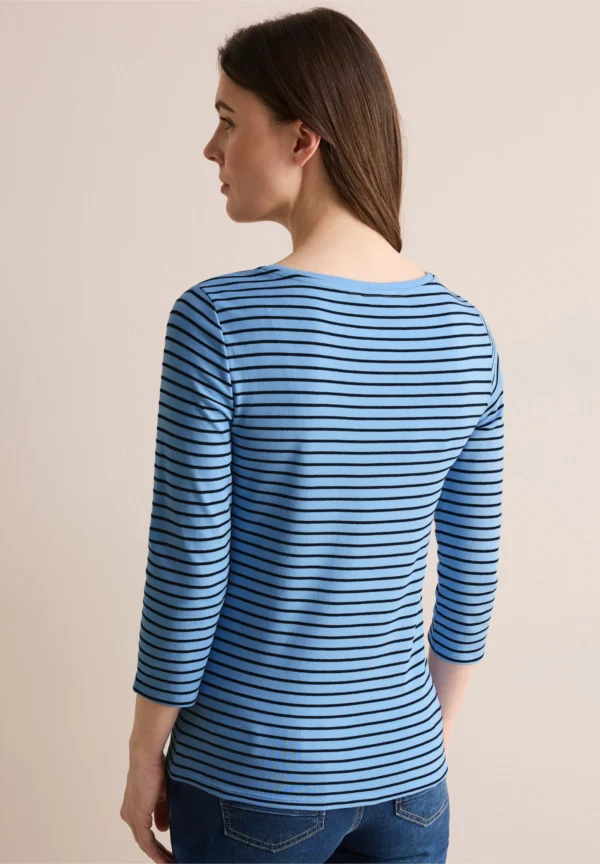 Two Tone Striped Boatneck Fresh Light Blue Cecil - Image 2