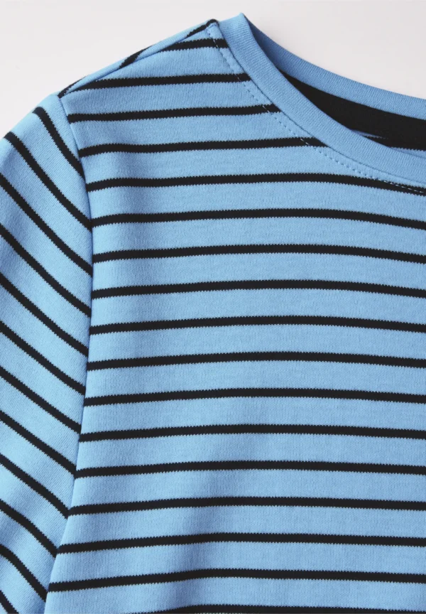 Two Tone Striped Boatneck Fresh Light Blue Cecil - Image 4