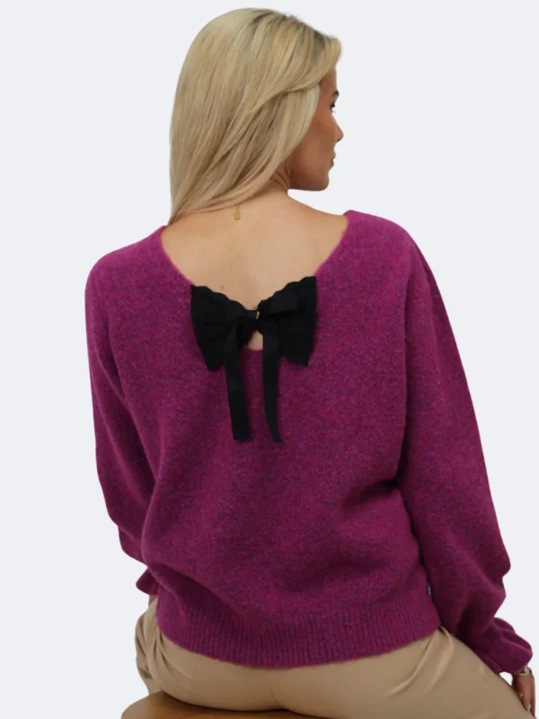 Bliss Bow Knit Jumper Pink Kate & Pippa - Image 2