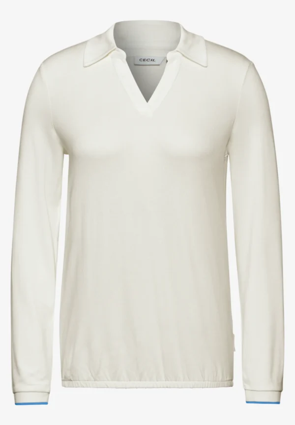 Solid Blouse Collar Shirt Vanilla White Cecil - Image 3