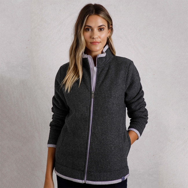 Ariana Eco Full Zip Grid Fleece Washed Black Weird Fish