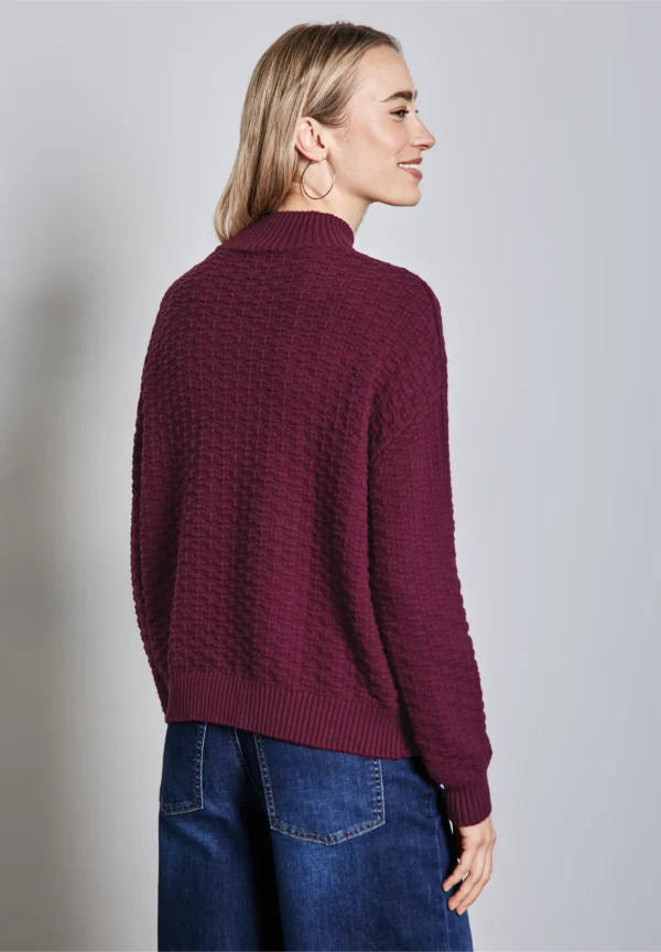 Turtle Neck Structure Sweater Mulberry Red Street One - Image 2