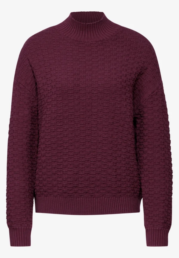 Turtle Neck Structure Sweater Mulberry Red Street One - Image 3