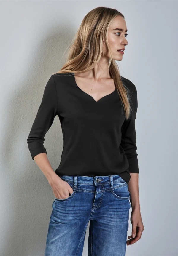 Heart Neck Ada 3/4 Sleeve Black Street One