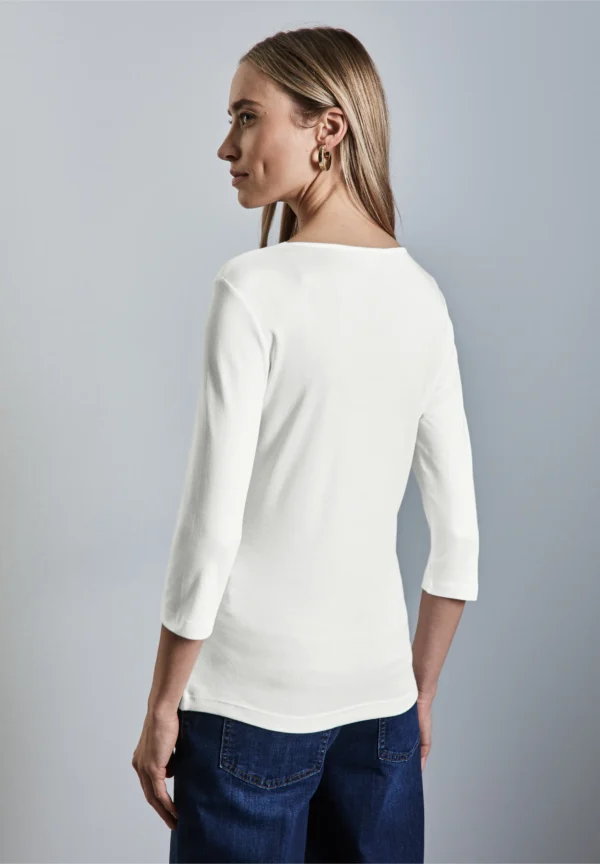 Heart Neck Ada 3/4 Sleeve Off White Street One - Image 2