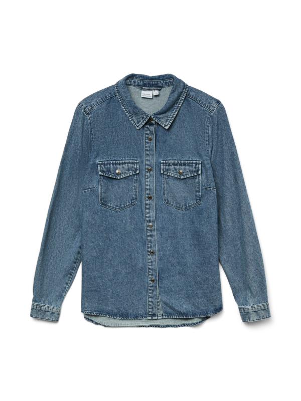 VMJennie Long Sleeve Denim Shirt Medium Blue Denim Vero Moda - Image 4