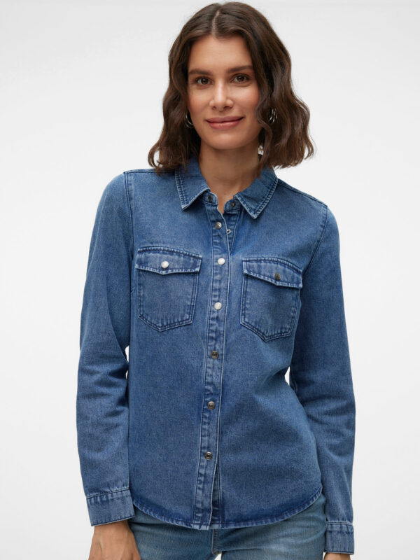 VMJennie Long Sleeve Denim Shirt Medium Blue Denim Vero Moda