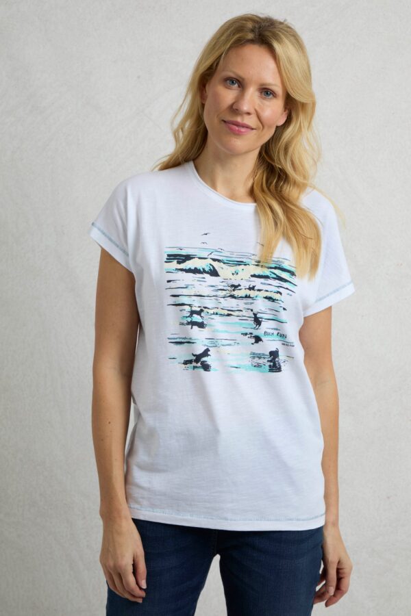 Beach Run Organic Graphic Slub Tee White Weird Fish