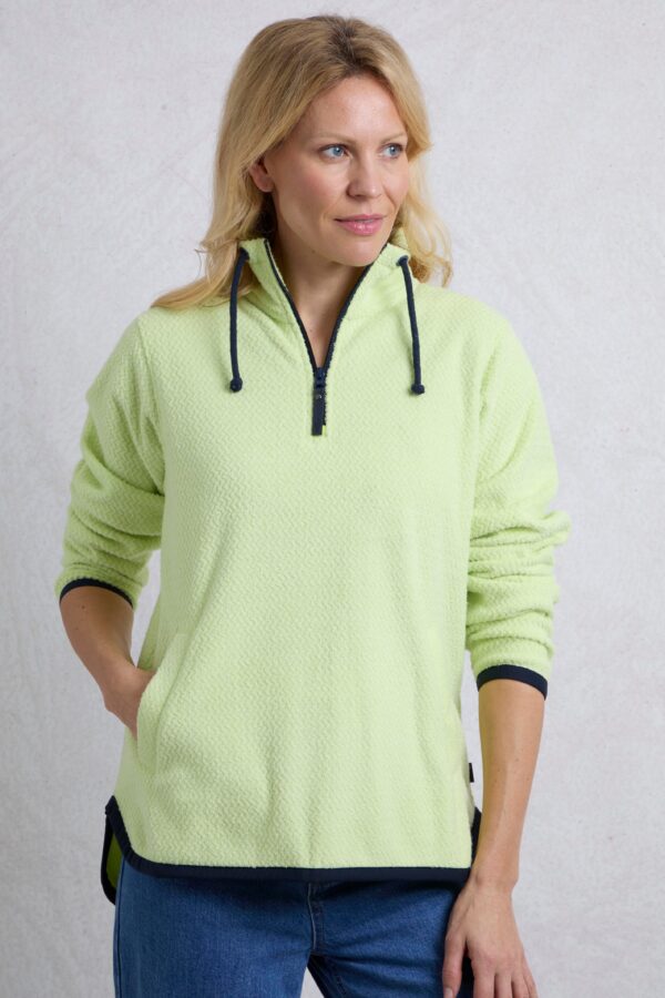 Odina Eco Quarter Zip Textured Fleece Acid Lime Weird Fish