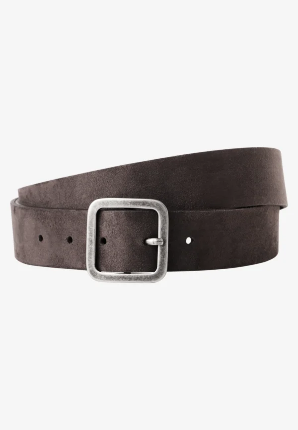 Square Frame Buckle Belt Suede Brown Cecil - Image 2