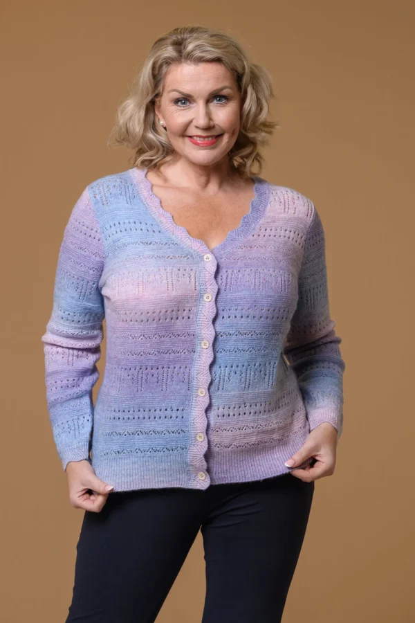 Chunky Pointelle Cardigan Lilac Paco