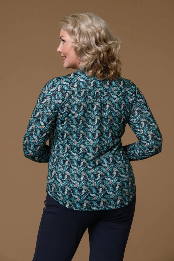 Paisley Print Nehru Collar Top Blue Paco - Image 2