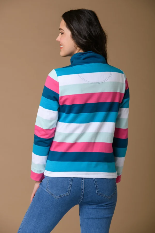 Stripe Colourful Sweatshirt Teal/Pink Paco - Image 3