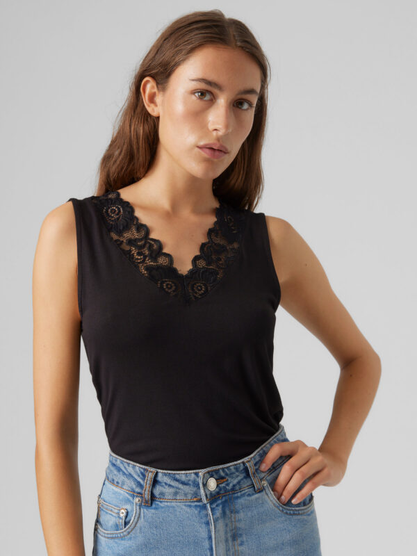 VMRosa Lace V-Neck Sleeveless Top Black Vero Moda