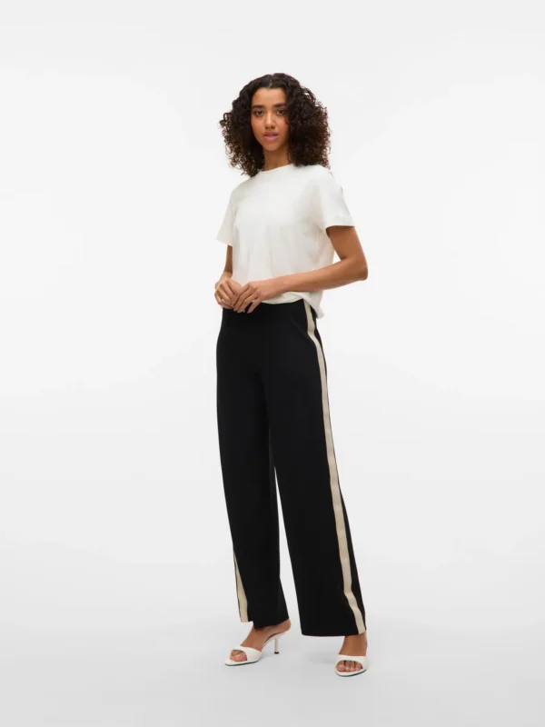 VMBerlin Wide Pant With Side Stripe 34 Black Vero Moda